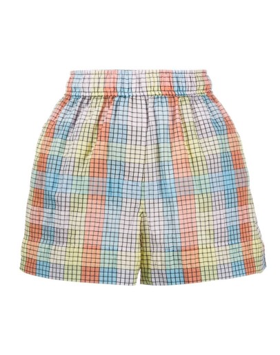 check-print seersucker shorts