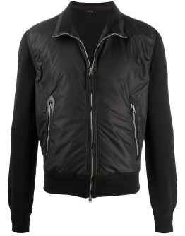 contrast sleeve bomber jacket
