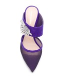 Monstera 90mm mesh-panel mules