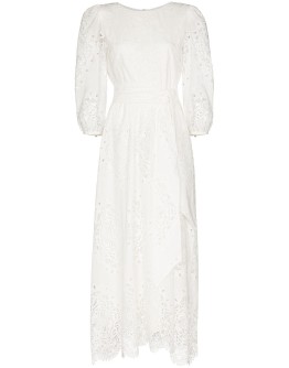 Constance lace-trim broderie anglaise midi dress