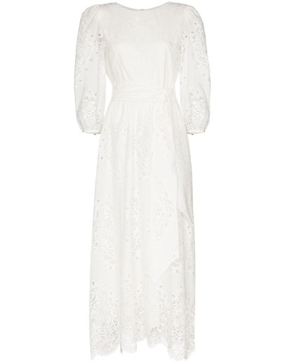 Constance lace-trim broderie anglaise midi dress