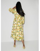 Mia lemon-print broderie anglaise dress