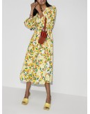 Mia lemon-print broderie anglaise dress