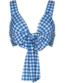 bow-detail gingham-print bikini top