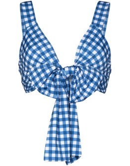 bow-detail gingham-print bikini top