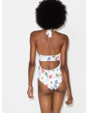 bow-detail floral-print halterneck swimsuit