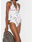 bow-detail floral-print halterneck swimsuit
