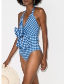 bow front halterneck gingham swimsuit
