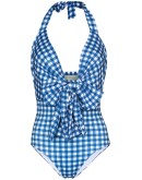 bow front halterneck gingham swimsuit