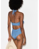 bow front halterneck gingham swimsuit