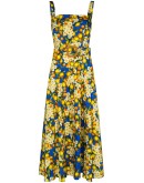 Camilla belted lemon-print dress