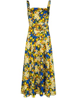 Camilla belted lemon-print dress