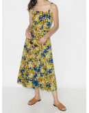 Camilla belted lemon-print dress