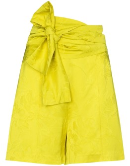bow-detail floral-jacquard shorts