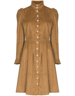 Grace puff-sleeve corduroy dress