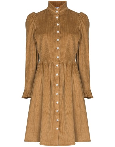 Grace puff-sleeve corduroy dress
