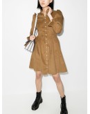 Grace puff-sleeve corduroy dress