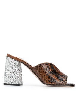snakeskin-effect glitter heel mules