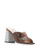 snakeskin-effect glitter heel mules