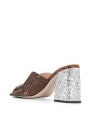 snakeskin-effect glitter heel mules