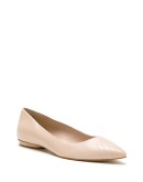 Greasy leather flats