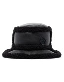 faux-shearling trim bucket hat