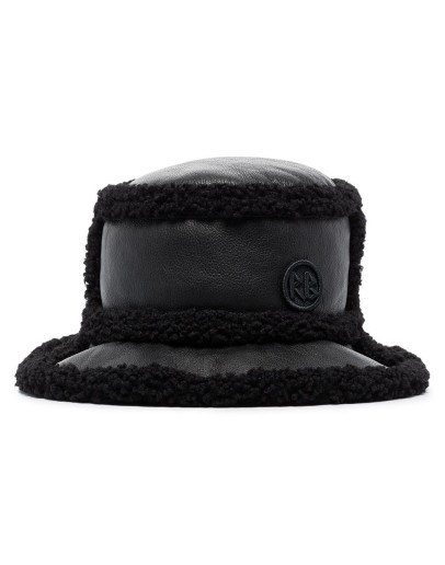 faux-shearling trim bucket hat