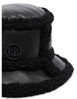 faux-shearling trim bucket hat