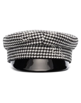 houndstooth-check baker boy hat