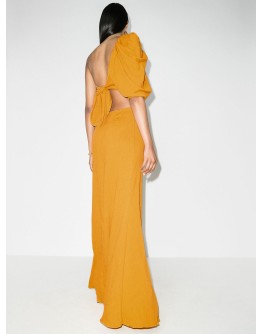 Shimmering Blush one-shoulder maxi dress