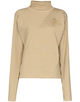 cropped logo-embroidered top