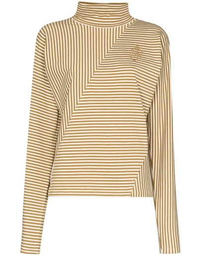 cropped logo-embroidered top
