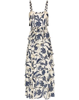 Cat Goddess floral ruffle maxi-dress