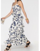 Cat Goddess floral ruffle maxi-dress