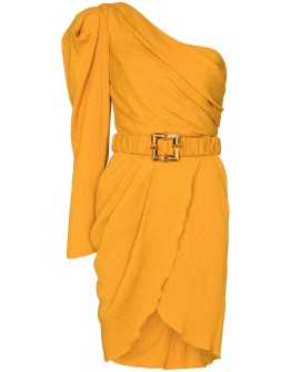 Shining Sun belted one-shoulder dress
