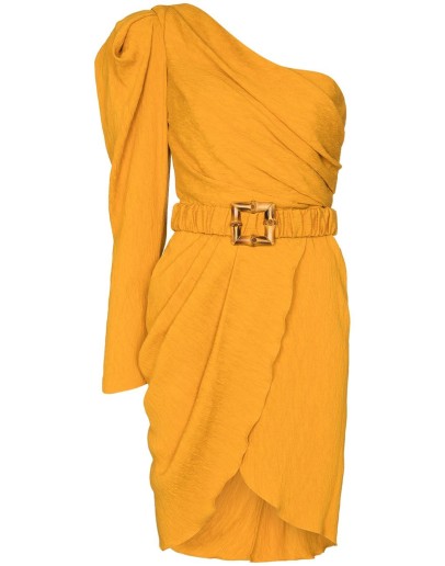 Shining Sun belted one-shoulder dress