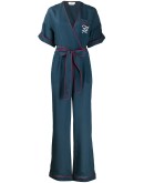 belted Karligraphy motif jumpsuit