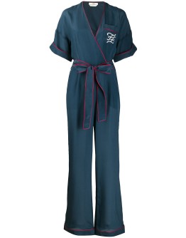 belted Karligraphy motif jumpsuit