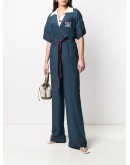 belted Karligraphy motif jumpsuit