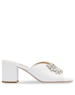 65mm crystal-embellished snake-effect mules