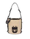 straw logo-patch bucket bag