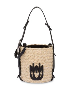 straw logo-patch bucket bag