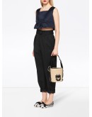 straw logo-patch bucket bag