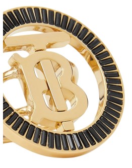 monogram motif crystal-embellished ring