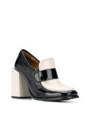 bicolour heeled square-toe loafers