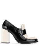 bicolour heeled square-toe loafers