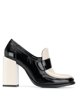 bicolour heeled square-toe loafers