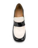 bicolour heeled square-toe loafers