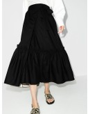 wrap ruffle trim midi skirt