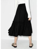 wrap ruffle trim midi skirt